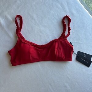 Tommy Hilfiger Cherry Red Ruffle-Edge Bralette